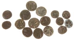 Ancient coins in lots - Nice lot of 16 bronzes of Demetrios Poliorketes (294-288 BC, Macedonian Kingdom), struck in Salamis, Cyprus: 2 x AE12 (Head of Athena left / Prow of Galley, S. 5827), 5 x AE11-