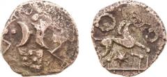 Celts - Britain - Iceni - AV Stater (ca. 45-40 BC, 5.43 g) - Two facing lunar images, pellets around / Celticized horse to right, two circles above, star below (cf. Van Arsdell 620-7) - a.VF, some rou