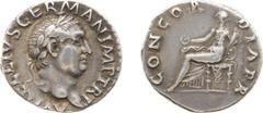 Roman Imperial Coinage - Otho (69) - AR Denarius (Rome 69, 3.43 g) - Bare head right / CONCORDIA PR Concordia seated left (RIC 73) - VF