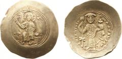 Byzantine Coinage - Nicephorus III Botaniates (1078-1081) - EL Histamenon Nomisma (Constantinople, 4.39 g) - Christ Pantokrator seated on backless throne / Nicephorus standing facing, holding gl.cr. a