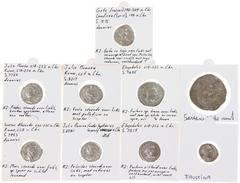 Ancient coins in lots - Interesting lot with 7 Denarii (Elagabalus, Julia Domna, Julia Maesa, Sev. Alexander, Julia Mamaea, Faustina Mater and Geta), 1 Antoninianus (Elagabalus) in avg. VF - added 1 S
