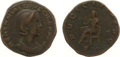 Roman Imperial Coinage - Herennia Etruscilla - AE Sestertius (Rome AD 249-251, 18.35 g) - Diademed and draped bust right / PVDICITIA AVG Pudicitia seated left holding sceptre and drawing veil (RIC 136