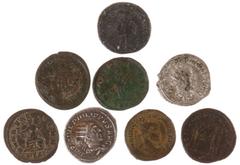 Ancient coins in lots - A small lot with Antoniniani: Numerianus (Romae Aetern), Maximianus (Iovi), Philippus I (Aequitas), Valerianus (Victoria), Carinus (Clementia Temp), Florianus (Conc. Militum), 