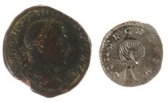 Ancient coins in lots - 2 Roman coins: Mariniana Billon Antoninianus (Rome AD 253-254, 2.74 g) - Veiled, diademed and draped bust right set on crescent / Peacock WALKING right (RIC 5) - VF / scarce re