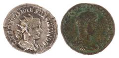 Ancient coins in lots - A Maiorina of Constantius Gallus and an AR Antoninianus of Herennia Etruscilla, both avg. VF