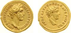 Roman Imperial Coinage - Antoninus Pius (138-161) - With Marcus Aurelius - AV Aureus (Rome AD 140, 7.22 g) - ANTONINVS AVG PIVS PP TRP COS III Laureate (!) head of Antoninus Pius right / AVRELIVS CAES