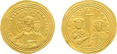 Byzantine Coinage - Basil II Bulgaroctonus (976-1025) - With Constantinus VIII (AD 976-1025) - AV Histamenon Nomisma (Constantinople, 4.40 g) - Facing bust of Christ, nimbate, holding book of Gospels 