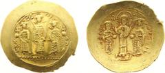 Byzantine Coinage - Romanus IV Diogenes (1068-1071) - AV Histamenon Nomisma (Constantinople, 4.46 g) - Michael in centre, Constantius on left and Andronicus on right, all standing, wearing crowns / Ch