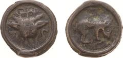 Ancient coinage Celts - Gaul - Remi - AE Potin (ca. 40 BC, 5.52 g) - Animals head / Animal stepping on a snake (?) (DT 221 / LT 8351) - a.VF