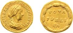 Ancient coinage Roman Imperial Coinage - Lucilla (+182) - AV Aureus (under Marcus Aurelius and Lucius Verus, Rome AD 161-162, 6.59 g) - LVCILLAE AVG ANTONINI AVG F Draped bust right / VOTA PVBLICA in 
