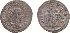 Ancient coinage Roman Imperial Coinage - Gallienus (253-268) - AR Antoninianus (Antiochia AD 255-256, 4.75 g) - IMP CP LIC GALLIENVS AVG Radiate and draped bust right / VIRTVS AVGG Gallienus and Valer