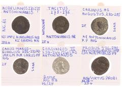 Ancient coins in lots Ancient coins in lots - A small collection of Antoniniani: Probus (2x), Aurelianus, Gordianus III, Carus, Carinus and Tacitus - totally 7 coins in avg. VF+