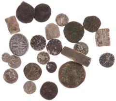 Ancient coins in lots Ancient coins in lots - Lot of some oriental coins consisting of AR punchmarked coins, Mauryan Dyn. (3x), AE Kushan (3x), AE Sassanian (3x), Indo-Greek Drachms (2x), Indo-Scythia