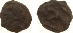 Ancient coinage Celts - Gaul - Central Gaul / Sequani - potin (ca. 100-60 BC, 6.17 gr.) - Celticized head left with band of two lines / Animal prancing left (Flesche 270) - VF