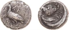 Ancient coinage Sicily - Akragas - AR Didrachm (Akragas ca. 490-483 BC, 7.95 g) - Sea eagle standing to left, AK above, RA below / Crab within incuse circle (SNG ANS 950) - VF, some roughne
