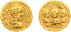 Ancient coinage Roman Imperial Coinage - Septimius Severus (193-211) - AV Aureus (Rome AD 202, 7.12 g) - SEVER P AVG PM TRP X COS III Laureate, draped and cuirassed bust right / FELICITAS SAECVLI Drap