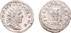 Ancient coinage Roman Imperial Coinage - Philippus I Arabs (244-249) - AR Antoninianus (Rome AD 248, 3.70 g) - Radiate and cuirassed bust right / SAECVLARES AVGG Column (Cippus) with inscription COS I