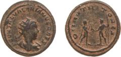 Ancient coinage Roman Imperial Coinage - Saloninus (258-260) - AE Antoninianus (Antiochia AD 258, 3.68 g) - P COR SAL VALERIANVS CAES Radiate and draped bust right / DII NVTRITORES Jupiter handing ove