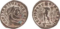 Ancient coinage Roman Imperial Coinage - Constantius I Chlorus (293-306) - AE Follis (Rome ca. AD 300, 8.09 g) - Laureate head right / GENIO POPVLI ROMANI Genius standing left, holding patera and corn