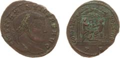Ancient coinage Roman Imperial Coinage - Maxentius (306-312) - AE Follis (Ticinum AD 308-310, 7.78 g) - Laureate head right / CONSERV VRBS VAE Tetrastyle temple with Victory standing right within, hol