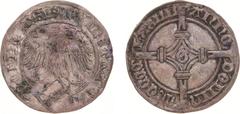 Spanish Netherlands and Dutch Provincial coinage Groningen - Groningen Stad - Vlieger of Stuiver 1474 (Romeins jaartal MCCCCLXXIIII) (VdCh. 11.65 / Lev III-72) - VZ Dubbele adelaar met rond dwarsbalks