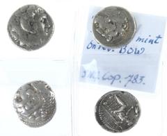 Ancient coins in lots Hellenistic Monarchies - A lot with 4 x AR Tetradrachm of Alexander III The Great (336-323 BC), all young Heracles to right, reverse Zeus enthrones to left, holding eagle and sce