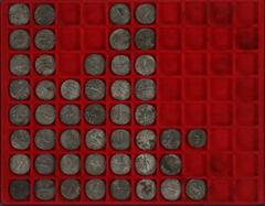 Ancient coins in lots Ancient India - Indo-Scythians, AR/billon tetradrachms, Azilises, c.57-35 BC, King mounted with spear / city deity, (Senior type 56 [1]),AR/billon tetradrachms, Azes (II), c.35-1