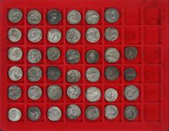 Ancient coins in lots Ancient India - Saka- and YüehChi- imitations of Indo-Greek coinage, Posthumous Hermaios and imitations c. 85-45 BC, AR tetradram (38), Diademed bust of Hermaios / Zeus enthroned