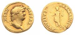 Ancient coinage Roman Imperial Coinage - Nero (54-68) - AV Aureus (Rome c. AD 64-65, 7.05 g) - NERO CAESAR Laureate head right / AVGVSTVS GERMANICVS Nero, radiate and togate, standing facing, holding 