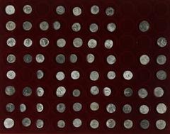 Ancient coins in lots Ancient India - Ancient India, Indo-Scythians, AR/billon drachms, Azilises, c.57-35 BC, King mounted with spear / city deity, (Senior type 56 [6]); Azes (I), c.57-35 BC, King mou