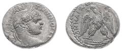 Ancient coinage / Roman Imperial Roman Imperial Coinage - Caracalla (196-217) - Cyprus / Uncertain mint (Salamis?) - AR Tetradrachm (Struck AD 215-217, 12.22 g) - Laureate head right / Eagle standing 