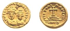 Ancient coinage / Byzantine Byzantine Coinage - Heraclius (610-641) - With Heraclius Constantine (AD 613-641)m - AV Solidus (Carthage, 4.46 g) - DN ЄRACLIO ЄT ЄRA COS PP H Facing busts of Heraclius on