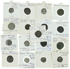 Ancient coins in lots / Roman Roman coinage - A collection of Roman coins with Denarii: Antoninus Pius (2x), Septimius Severus, Caracalla, Hadrianus and also the women Julia Mamaea, Julia Domna and Fa