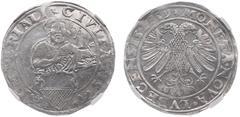 World Coins Deutschland - Staaten - Lübeck - Taler 1559, mark of mayor Anton von Stiten (KM124, Dav.9408) - Obv: St. John holding lamb / Rev: Double-headed eagle - 28.53 gram - NGC MS60.