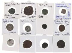 World Coins (boxes) Arabian Empires - Miscellaneous lot of Islamic coins, consisting of Seljuks of Rum, Arslan II, 1156-1192, AE fals (2) (A.1194.2); same: Qilij Arslan IV 1257-65, AR dirham (A.1230);