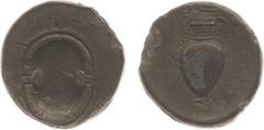 Ancient coinage / Greece Illyria and Central Greece - Boeotia - Thebes - AR Drachm (c. 395-338 BC, 4.13 g) - Boeotian shield / Amphora with high handles. General feature gVF, but show a black patina, 