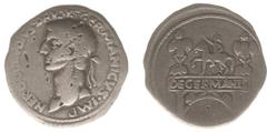 Roman Imperial Coinage Nero Claudius Drusus (+ 9 BC) - AR Denarius (Struck under Claudius, Rome 41-45 AD, 2.75 g) - NERO CLAVDIVS DRVSVS GERMANICVS IMP Laureate head of Nero Claudius Drusus to left / 