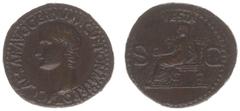 Collection Jeroen van der Meulen Caligula (37-41) - AE As (Rome c. AD 37-38, 11.42 g) - C CAESAR AVG GERMANICVS PON M TR POT Bare head left / VESTA Vesta, diademed, veiled and draped, enthroned left, 