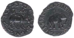 Ancient coinage / The Indo-Greek and Scythian Kingdom The Indo-Scythian Kingdom - Azes II (ca. 35 BC - 5 AD) - Azes (II) - AE Hexa-chalkous (11.14 g) - Elephant advancing r., Greek legend around / Bul