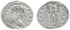 Roman Imperial Coinage Julia Maesa - AR Antoninianus (Rome AD 218-19, 4.94 g) - IVLIA MAESA AVG, diademed and draped bust right, crescent behind shoulders / PIETAS AVG, Pietas standing left, sacrifici