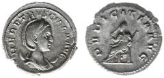Roman Imperial Coinage Herennia Etruscilla - AR Antoninianus (Rome AD 250, 4,41 g) - HER ETRUSCILLA AVG, diademed and draped bust to right / PVDICITIA AVG, Pudicitia seated left drawing veil from face