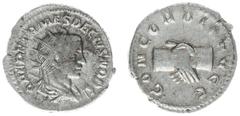 Roman Imperial Coinage Herennius Etruscus (250-251) - AR Antoninianus (Rome AD 251, 3,66 g) - Q HER ETR MES DECIVS NOB C, radiate and draped bust right / CONCORDIA ACG, clasped right hands (RIC IV 138
