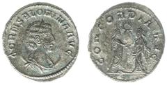 Roman Imperial Coinage Salonina - BI Antoninianua (Uncertain Syrian mint AD 258-60, 4.17 g) - CORN SALONINA AVG, diademed and draped bust right, crescent behind the shoulders / CONCORDIA AVG, Gallienu