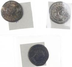 Roman coinage Roman coinage - Roman Empire, Florianus (276) - lot of 3 antoniniani: Fides Milit/XXIE, Providen Deor */Γ and Virtus Aug/XXIS - a.VFaXF, silvering