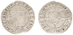 Spanish Netherlands and Dutch Provincial coinage Overijsselse Steden - Deventer Stedelijke muntslag - Witpenning 1471 (Romeins jaartal) (Lev. III-53 / vdCh. 17.17 / FD 22) - VZ Wapen met adelaar en sc
