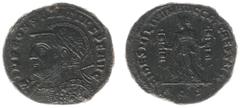 Roman Imperial Coinage Constantius I Chlorus (293-306) - AE Follis (Aquileia, 9.04 g) - IMP CONSTANTIVS P F AVG, helmeted and cuirassed bust left, holding spear and shield / FIDES MILITVM AVGG ET CAES