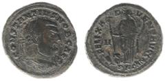 Roman Imperial Coinage Constantius I Chlorus (293-306) - AE Follis (Carthage AD 298, 10.86 g) - CONSTANTIVS NOB CAES, laureate bust right / FELIX ADVENT AVGG NN, Africa standing, holding standard and 