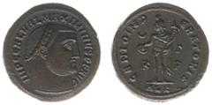 Roman Imperial Coinage Maximinus Daia (305-313) - AE Follis (Alexandria AD 311, 6.69 g) - IMP C GAL VAL MAXIMINVS P F AVG, laureate bust right / GENIO IMPERATORIS, Genius standing, wearing modius, hol