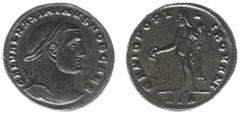Roman Imperial Coinage Maximinus Daia (305-313) - AE Follis (Heraclea AD 305-306, 9.20 g) - Laureate head right / GENIO POPVLI ROMANI Genius with patera and cornucopiae (HTA in ex.) (RIC 26b) - a.XF, 