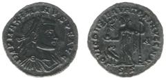 Roman Imperial Coinage Maximinus Daia (305-313) - AE Follis (Siscia AD 313, 3,46 g) - IMP MAXIMINVS P F AVG, laureate and cuirassed bust right / IOVI CONSERVATORI AVGG NN, Jupiter standing, holding Vi